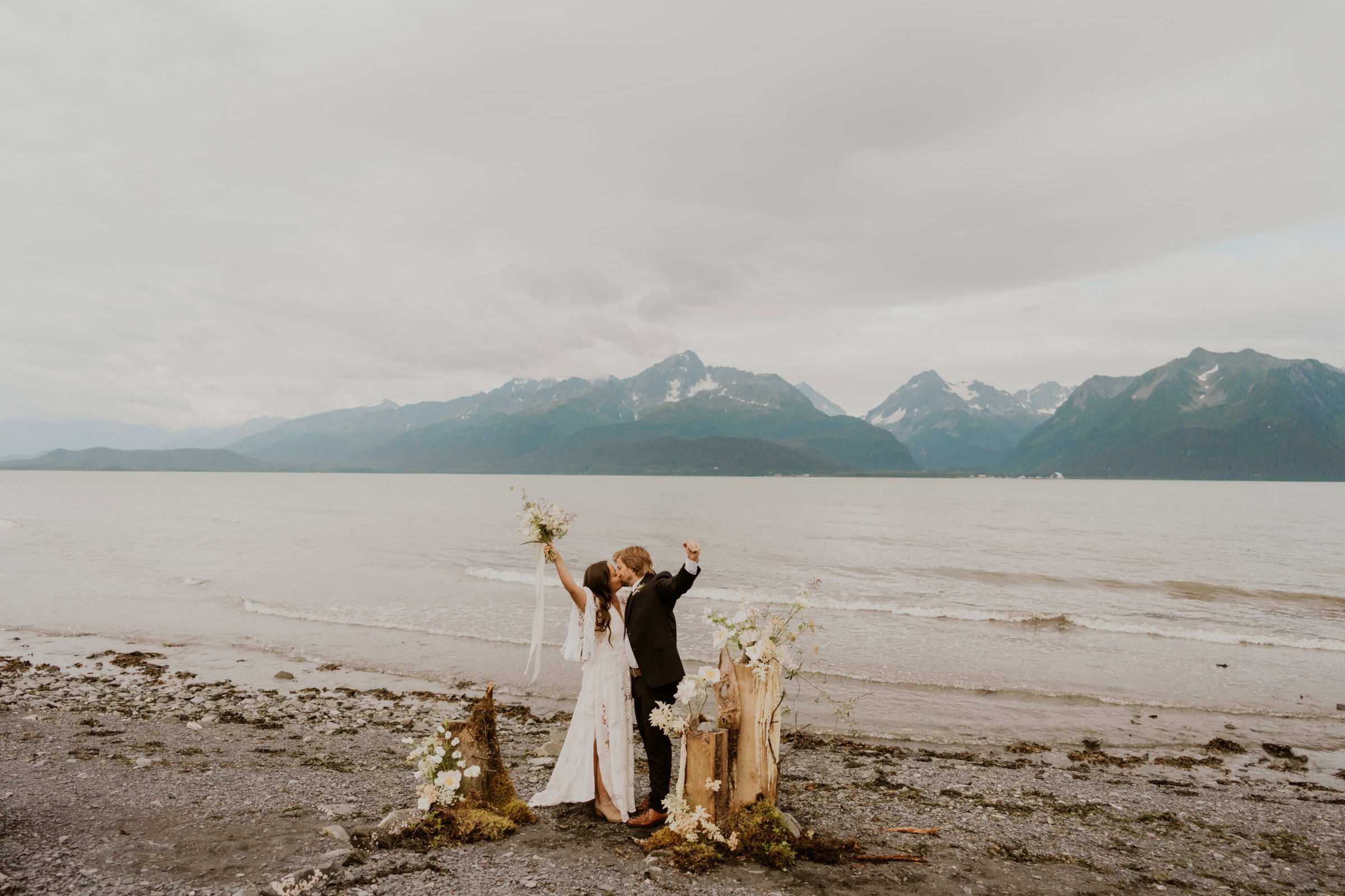 A couple celebrates getting married on public land.